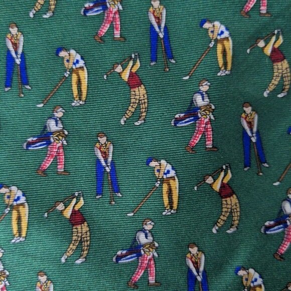 Museum Artifacts Golf Golfer Silk Necktie - Picture 2 of 6